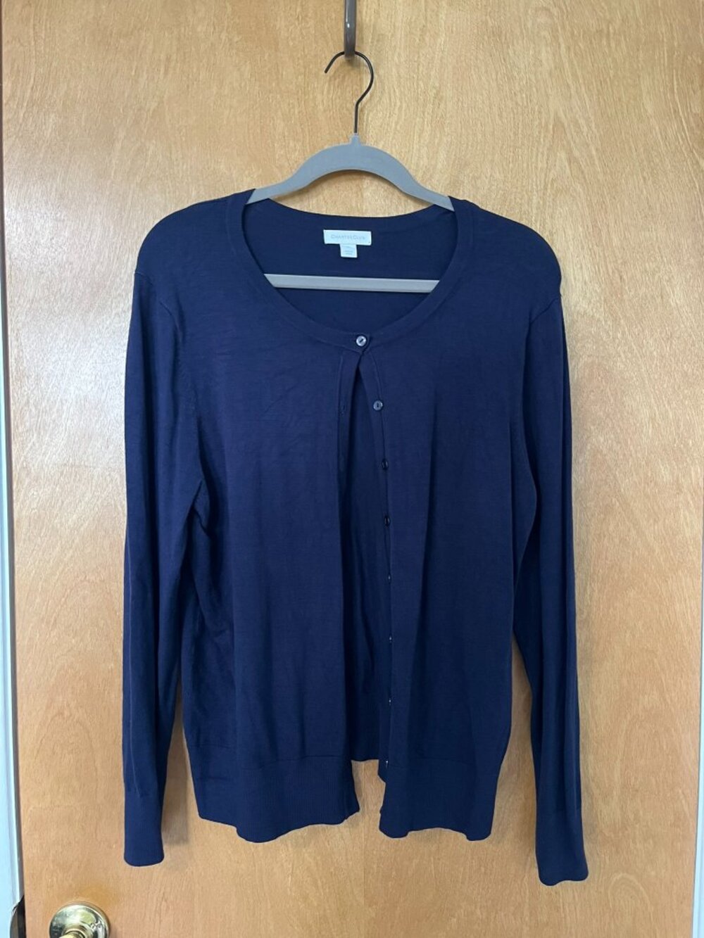 Charter Club Women's Navy Button-Front Long-Sleeve Cardigan | Size XL